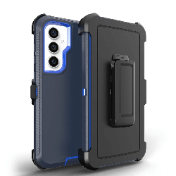 Samsung Galaxy S24 Compatible Case Cover With Shockproof Robot Armour Hard Plastic with Belt Clip - Navy