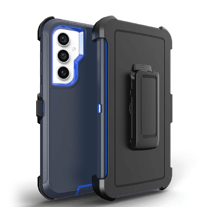 Samsung Galaxy S24 Compatible Case Cover With Shockproof Robot Armour Hard Plastic with Belt Clip - Navy