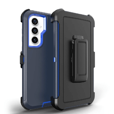 Samsung Galaxy S24 Compatible Case Cover With Shockproof Robot Armour Hard Plastic with Belt Clip - Navy