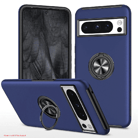 Google Pixel 8 Pro Compatible Shockproof Case With Magnetic Ring Holder - Navy
