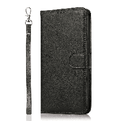 iPhone 16 Compatible Case Cover With 2 in 1 Detachable Magnetic Flip Leather Wallet - Black