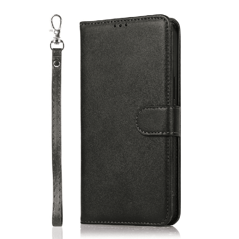 iPhone 16 Compatible Case Cover With 2 in 1 Detachable Magnetic Flip Leather Wallet - Black