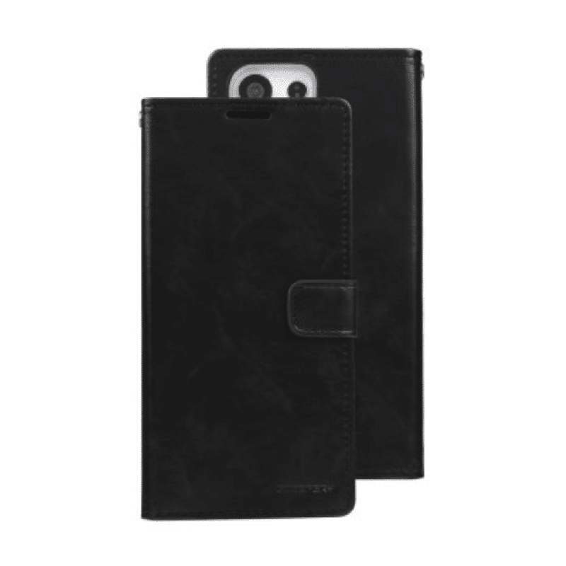 Samsung Galaxy S23 Ultra Compatible Case Cover with Mercury Blue Moon Diary Wallet - Black