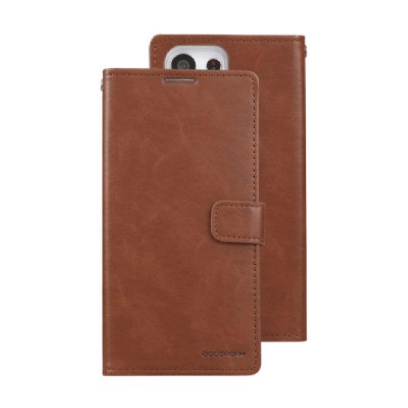 Samsung Galaxy S23 Ultra Compatible Case Cover with Mercury Blue Moon Diary Wallet - Brown