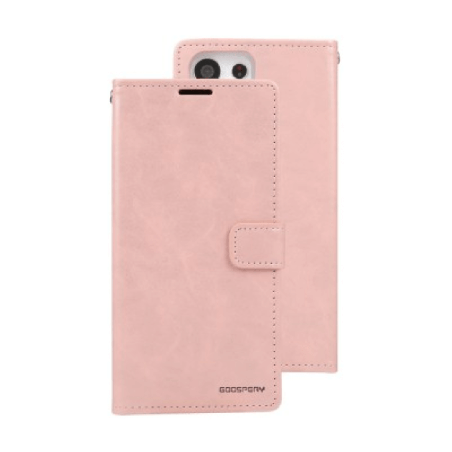 Samsung Galaxy S23 Ultra Compatible Case Cover with Mercury Blue Moon Diary Wallet - Rose Gold