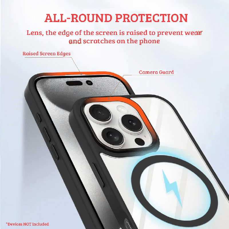 iPhone 16 Pro Compatible Case Cover With Metal Camera Lens And Compatible with MagSafe Technology - Grey