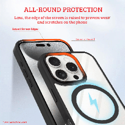 iPhone 16 Pro Compatible Case Cover With Metal Camera Lens And Compatible with MagSafe Technology - Grey