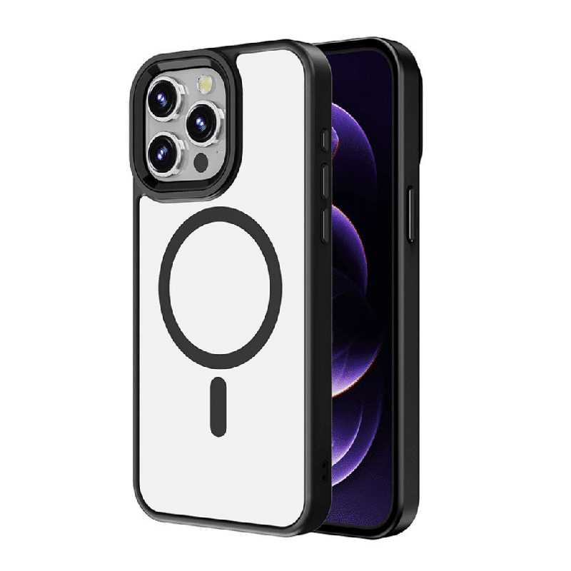 iPhone 16 Pro Compatible Case Cover With Metal Camera Lens And Compatible with MagSafe Technology - Black