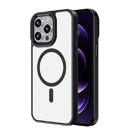 iPhone 16 Pro Compatible Case Cover With Metal Camera Lens And Compatible with MagSafe Technology - Black