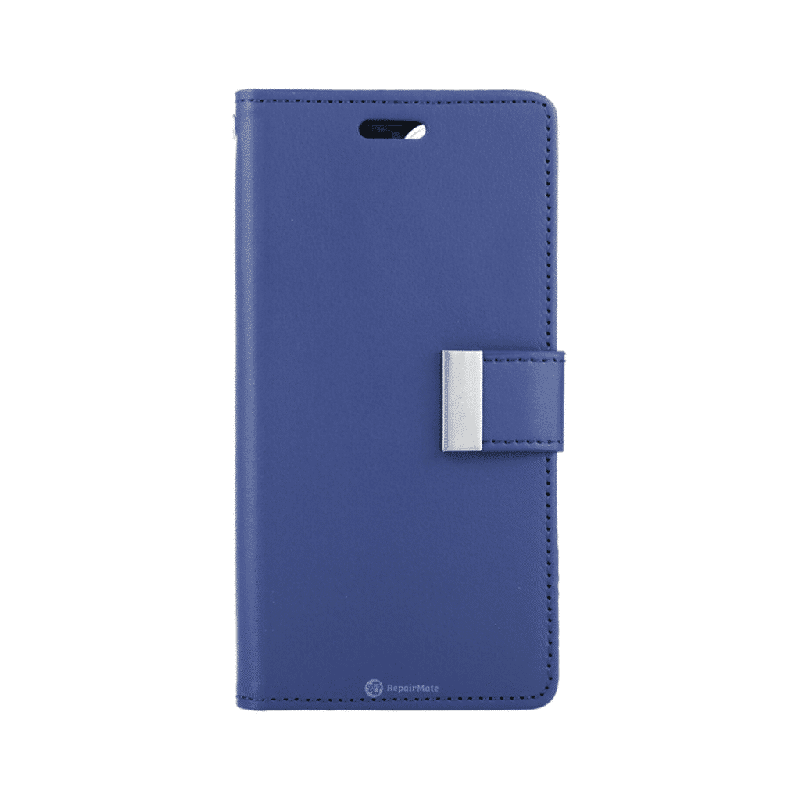 iPhone 16 Pro Max Compatible Case Cover With 2 in 1 Detachable Magnetic Flip Leather Wallet - Navy