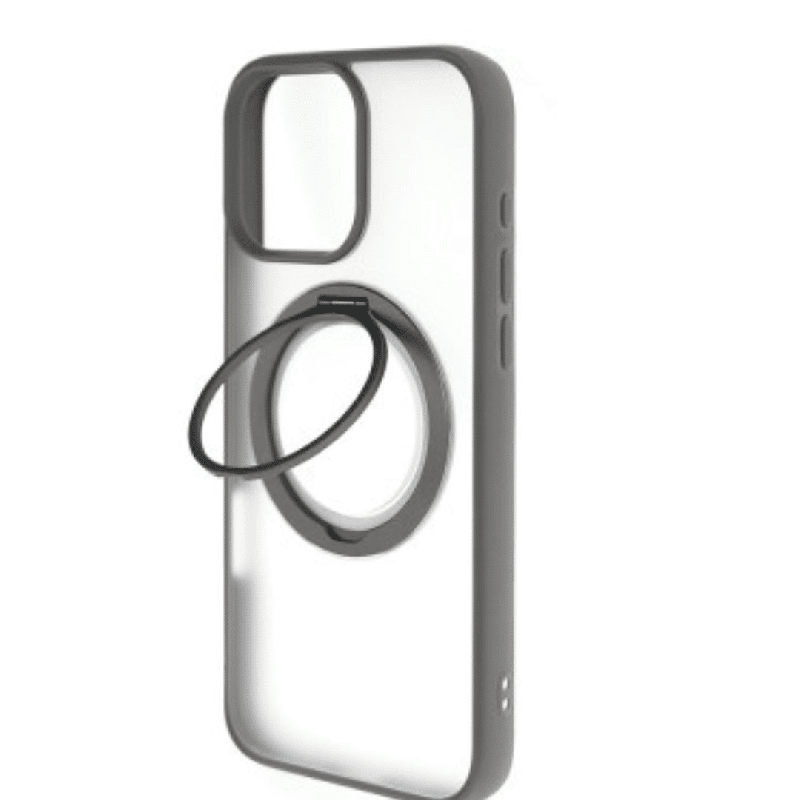 iPhone 16 Plus Compatible Case Cover With 360° Rotation Stand Magnetic Matte And Compatible With MagSafe Technology - Grey