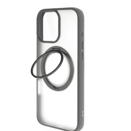 iPhone 16 Plus Compatible Case Cover With 360° Rotation Stand Magnetic Matte And Compatible With MagSafe Technology - Grey