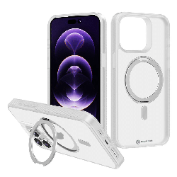 iPhone 16 Pro Compatible Case Cover With 360° Rotation Stand And Compatible With MagSafe Technology - Transparent