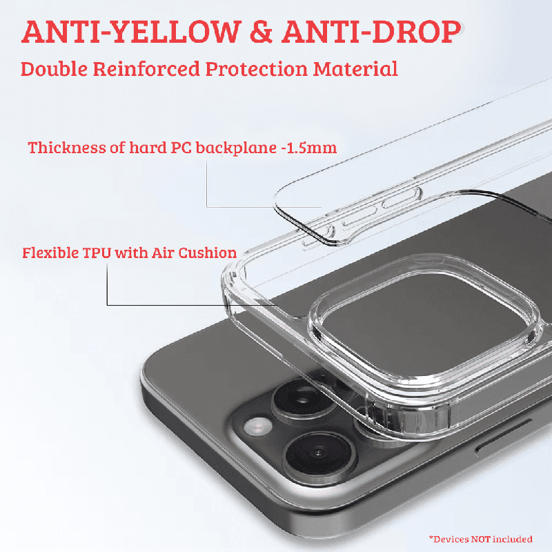 High Quality Acrylic + TPU Hybrid Transparent Case for iPhone