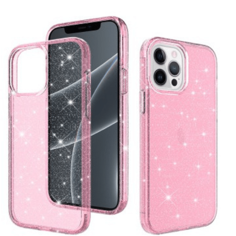 iPhone 14 Pro Max Clear Heavy-Duty Protection Case Cover: Shiny Glitter, Scratch Resistant with Screen & Rear Camera Lens Protec