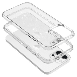 iPhone 14 Pro Clear Heavy-Duty Protection Case Cover Shiny Glitter, Scratch Resistant with Screen & Rear Camera Lens Protection,