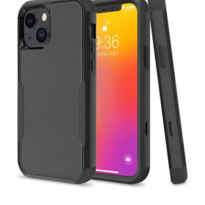 iPhone 13 Heavy Duty Shockproof Case Cover: Drop Protection, Supports Wireless Charging, Tough & Durable - Black