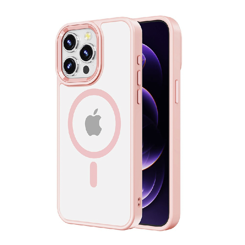 iPhone 13 Pro Max Compatible Case Cover With Metal Camera Lens Protector And Compatible With MagSafe Technology - Pink
