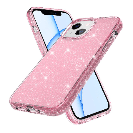 iPhone 13 mini Compatible Case Cover With Shockproof And Glitter – Clear Pink