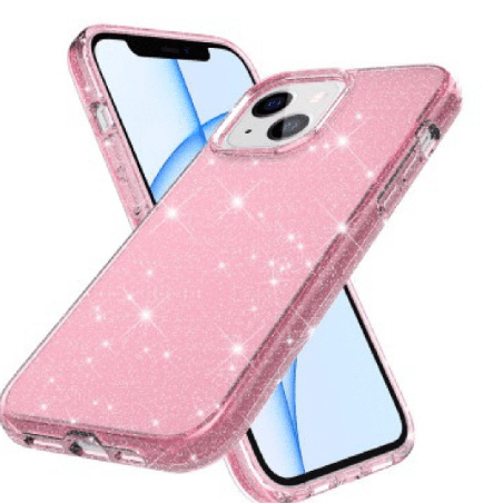 iPhone 14 Compatible Case Cover With Shockproof Ultimate Glitter - Clear Pink
