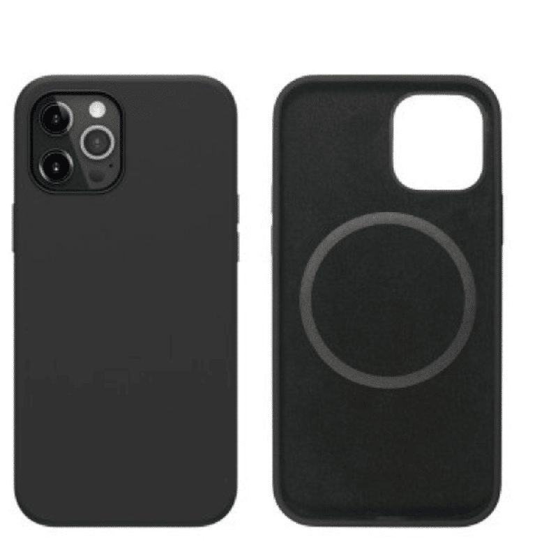 iPhone 12 mini Compatible Case Cover With Liquid Silicone And Compatible With MagSafe Technology - Black