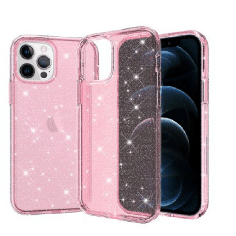 iPhone 12 Pro Max Compatible Case With Ultimake Glitter Shockproof - Pink