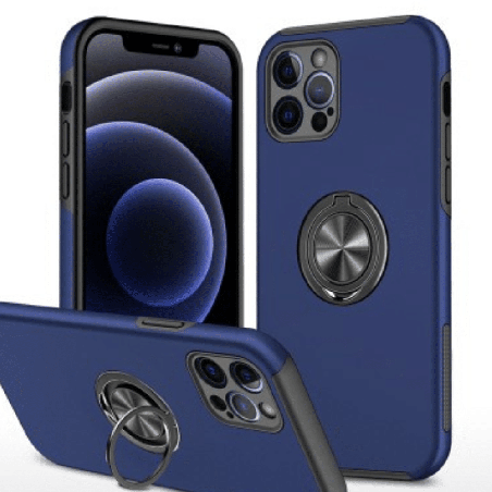 iPhone 12 Pro Max Compatible Case Cover With Magnetic Ring Holder Shockproof - Navy