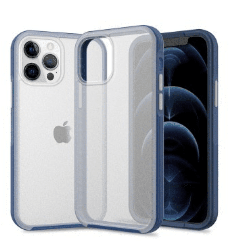 iPhone 12 Pro Max Compatible Case Cover With Heavy Duty Slim Tupoz - Clear and Navy