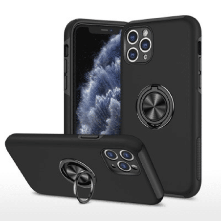 iPhone 11 Pro Compatible Case Cover With Magnetic Ring Holder Shockproof Cover Case - Black