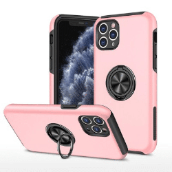 iPhone 11 Pro Compatible Case Cover With Magnetic Ring Holder Shockproof Cover Case - Pink