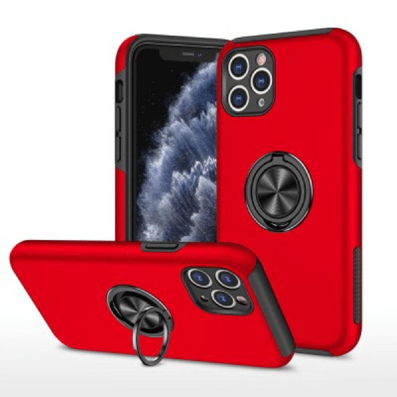 iPhone 11 Pro Compatible Case Cover With Magnetic Ring Holder Shockproof Cover Case - Red