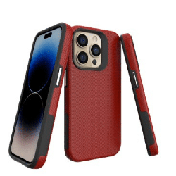 iPhone 15 Pro Max Durable Rugged Case Cover: Lightweight, Flexible & Strong, Heavy-Duty Shockproof protection - Red