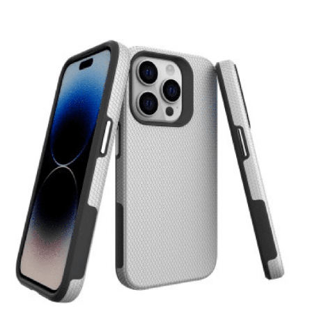 iPhone 15 Pro Max Durable Rugged Case Cover: Lightweight, Flexible & Strong, Heavy-Duty Shockproof protection - Silver