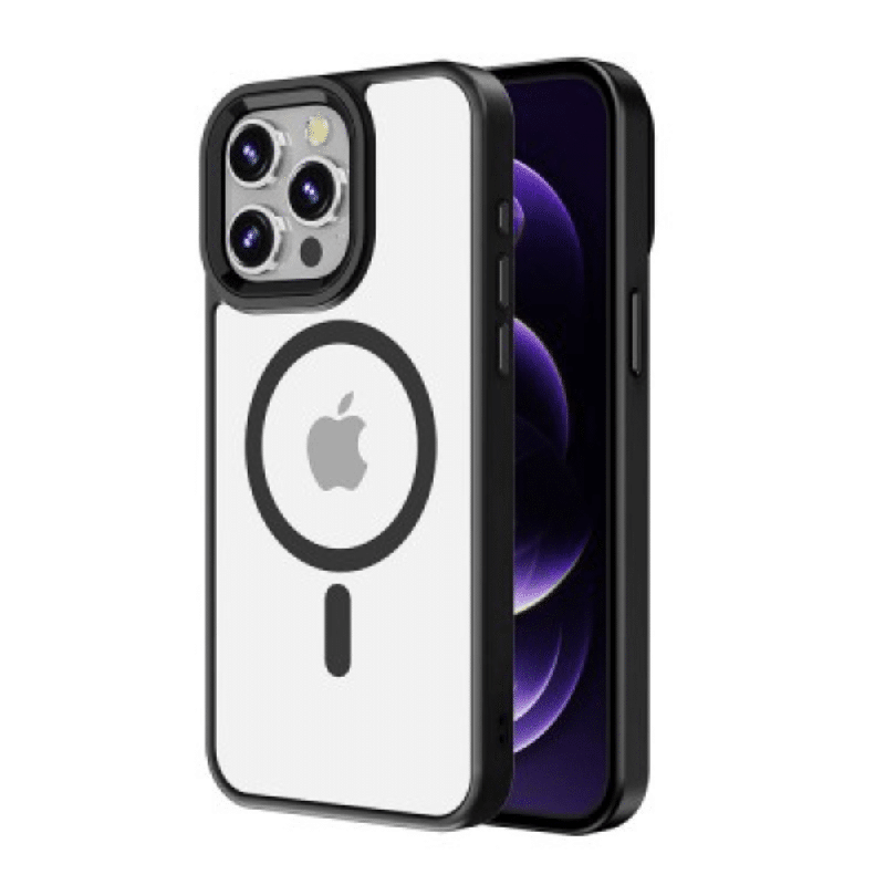 iPhone 11 Pro Compatible Case Cover With Metal Camera Lens Magnetic Transparent Case And Compatible With MagSafe Technology - Bl