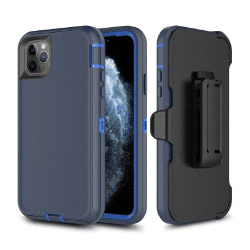 iPhone 11 Pro Max Compatible Case Cover With Shockproof Robot Armor Hard Plastic Case with Belt Clip - Navy