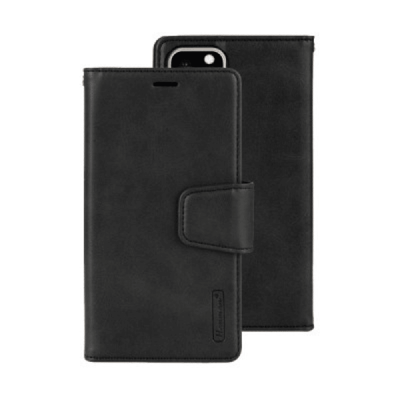 iPhone Compatible Case Cover With 2 in 1 Detachable Magnetic Flip Leather Wallet - Black