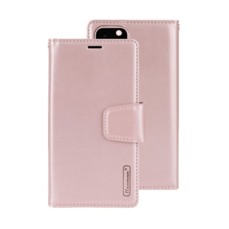 iPhone Compatible Case Cover With 2 in 1 Detachable Magnetic Flip Leather Wallet - Rose Gold