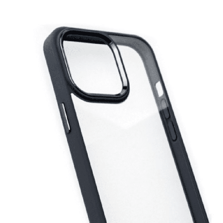 iPhone Compatible Case Cover With Metal Camera Lens Protection Clear PC Shockproof Case - Black