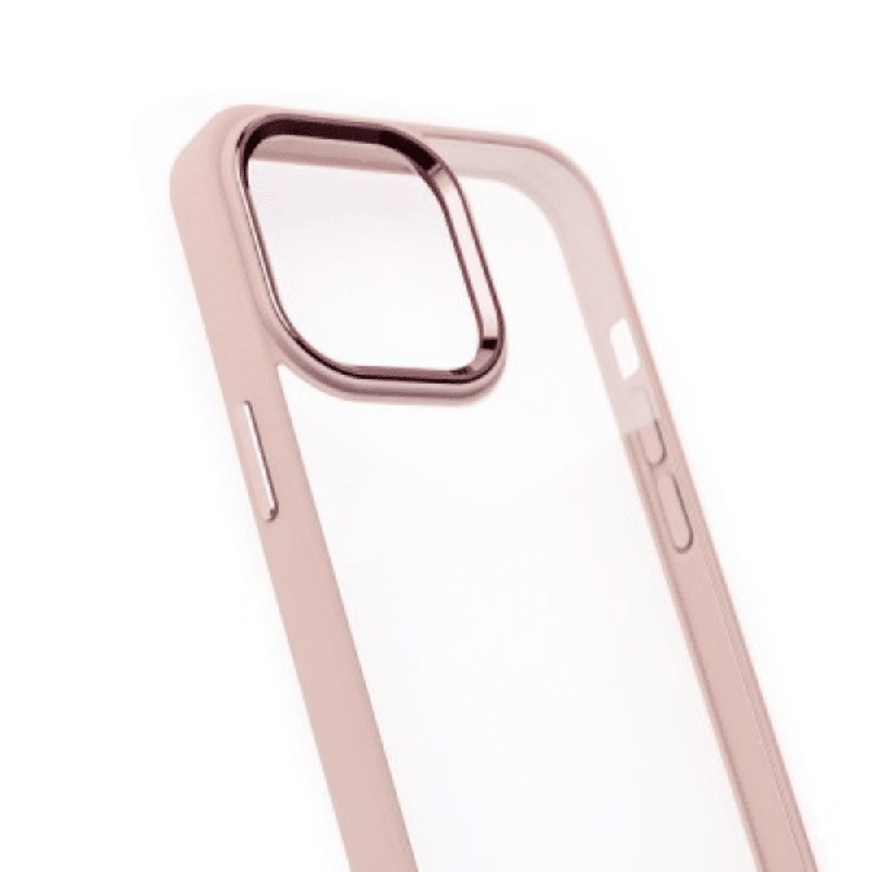 iPhone Compatible Case Cover With Metal Camera Lens Protection Clear PC Shockproof Case - Pink