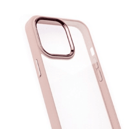 iPhone Compatible Case Cover With Metal Camera Lens Protection Clear PC Shockproof Case - Pink