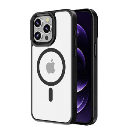iPhone 11 Compatible Case Cover With Metal Camera Lens Magnetic Transparent Case And MagSafe Technology Compatibility - Black