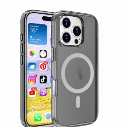 iPhone 16 Pro Max Tough Shockproof Case Cover: Anti-Scratch, Clear Design With MagSafe Compatibility - Clear Black
