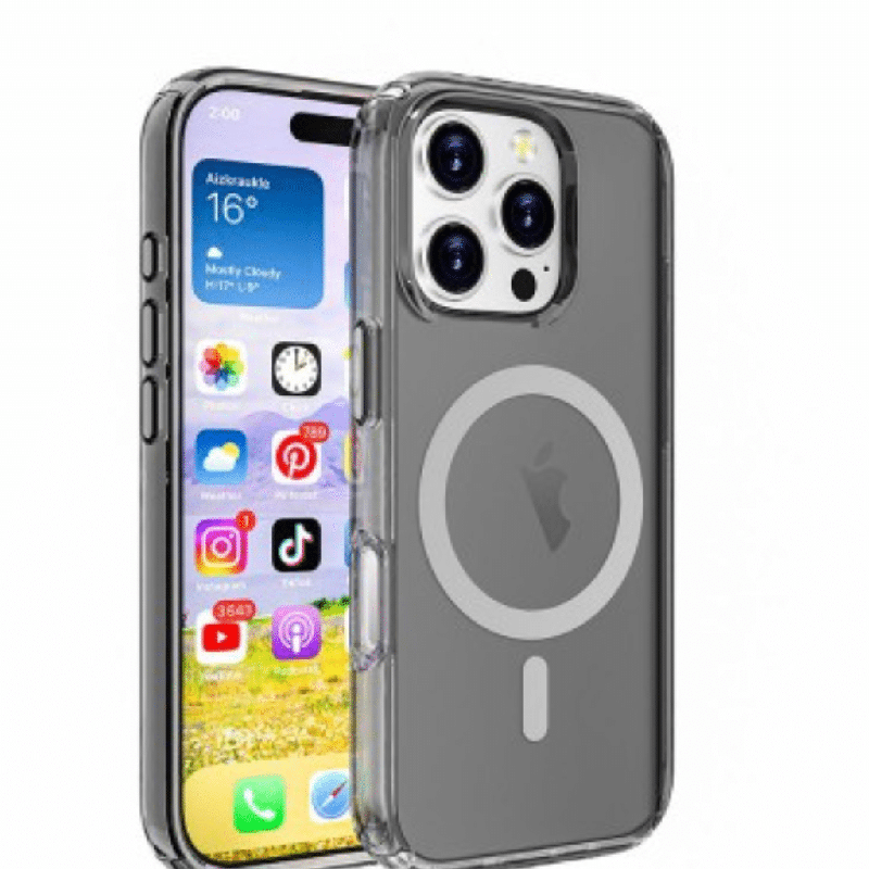 iPhone 16 Pro Max Tough Shockproof Case Cover: Anti-Scratch, Clear Design With MagSafe Compatibility - Clear Black