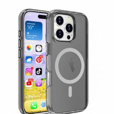 iPhone 16 Pro Max Tough Shockproof Case Cover: Anti-Scratch, Clear Design With MagSafe Compatibility - Clear Black