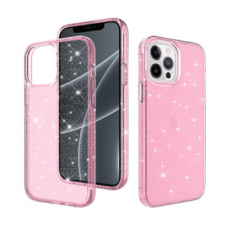 iPhone 16 Pro Max Compatible Case Cover With Shockproof Ultimate Glitter - Clear Pink