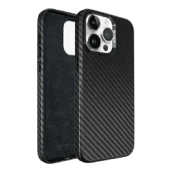 iPhone 16 Pro Compatible Case Cover With Polyurethane Leather And Compatible With Magsafe Technology - Carbon Fiber