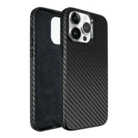 iPhone 16 Pro Compatible Case Cover With Polyurethane Leather And Compatible With Magsafe Technology - Carbon Fiber