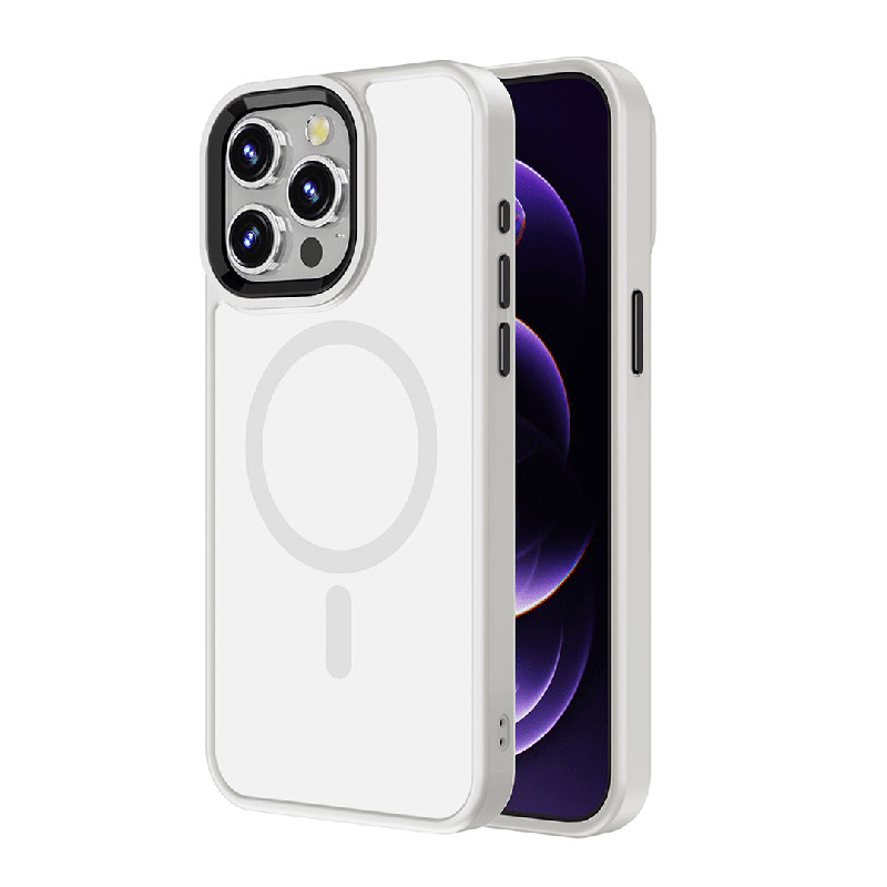 iPhone 16 Pro Max Compatible Case Cover With Metal Camera Lens And Compatible With MagSafe Technology - White