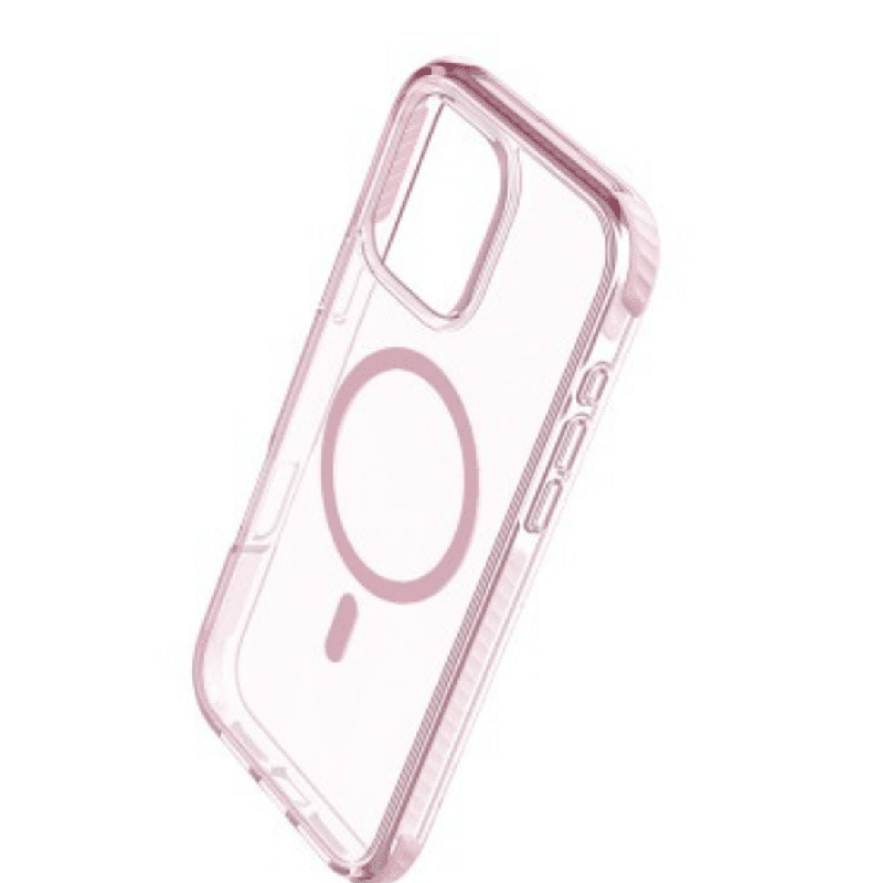 iPhone 16 Pro Max Clear Thick Case Cover: Reliable Drop Protection, Screen and Camera Guard, MagSafe Compatible - Clear Pink