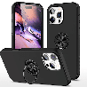 iPhone 16 Pro Max Compatible Case Cover With Shockproof Magnetic Ring Holder - Black